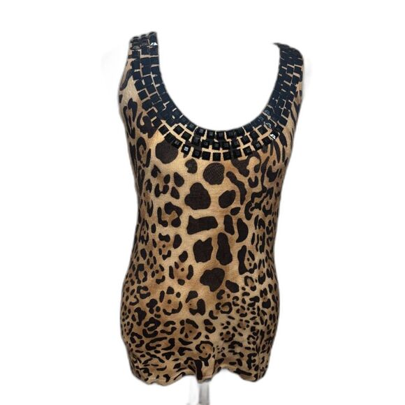 Cache Rhinestone Animal Print Tank Top Womens Designer - Picture 6 of 6